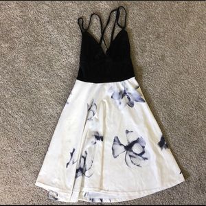 White and black spaghetti strap cris cross back